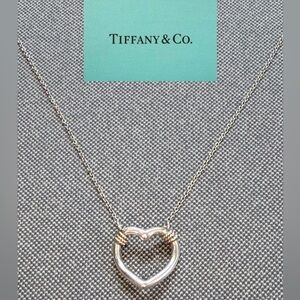TIFFANY & CO. Vintage Twisted Rope Heart in Silver & Yellow Gold Accent Necklace